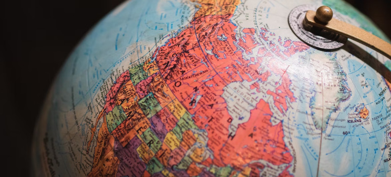 Globe turned to show Canada