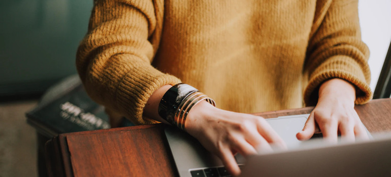 A person working on her laptop