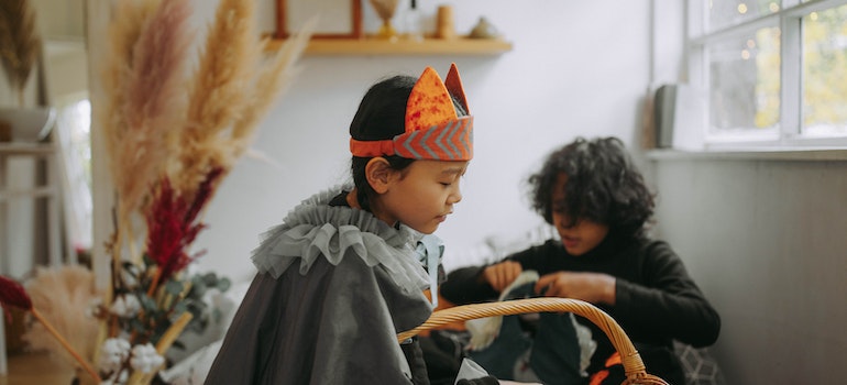 kids preparing for trick or treating