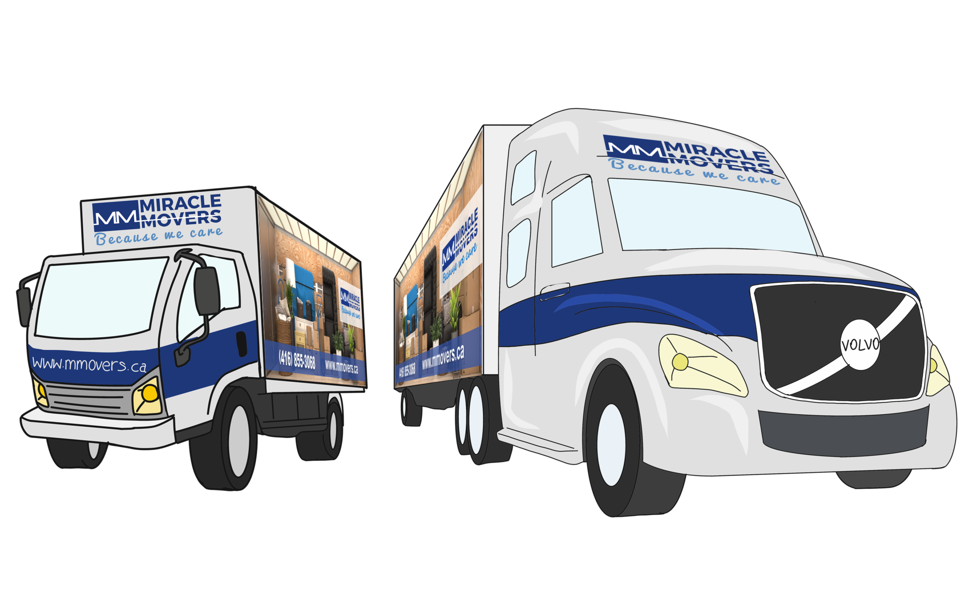 two moving trucks
