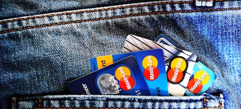 credit cards in a denim pocket