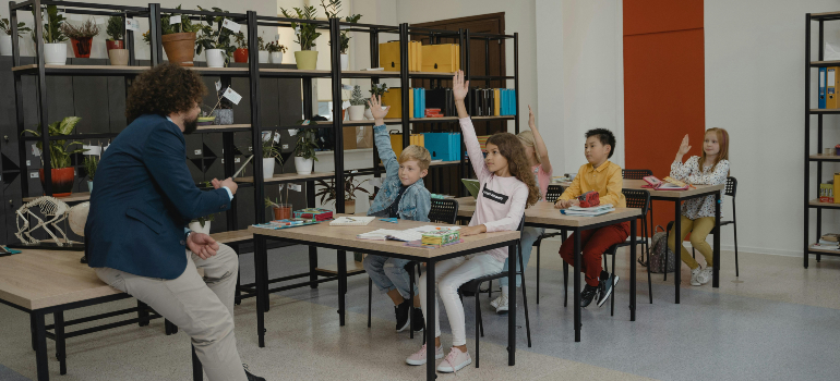 Teacher and students in a classroom