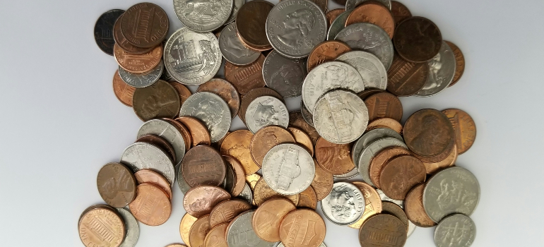 Coins on a white background