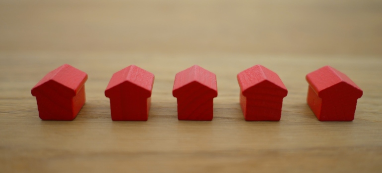 red wooden houses