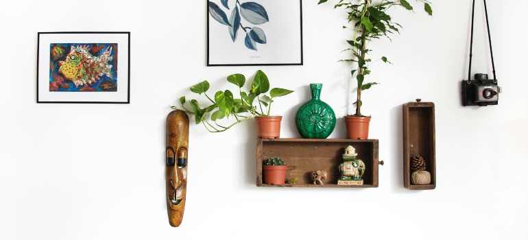 Modern decorations on a wall