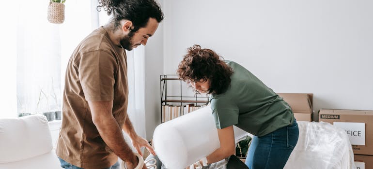 a couple trying to handle unexpected moving day challenges