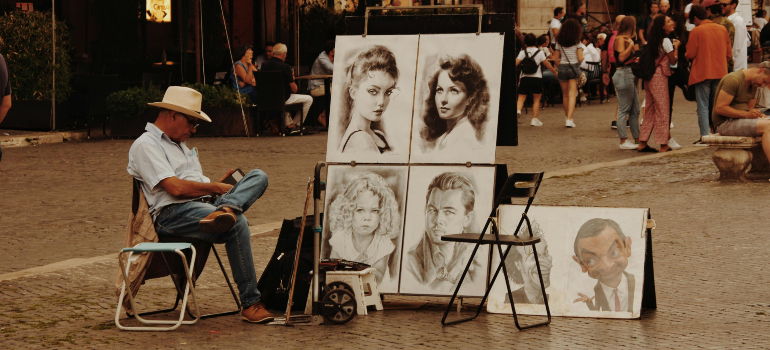 artist selling his art on the street