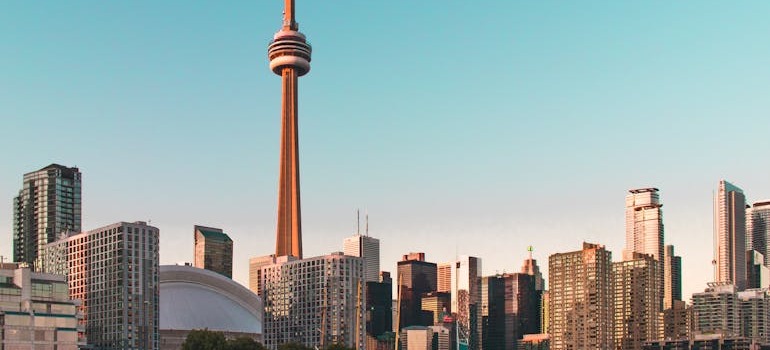 View of the tower and residential buildings in Toronto