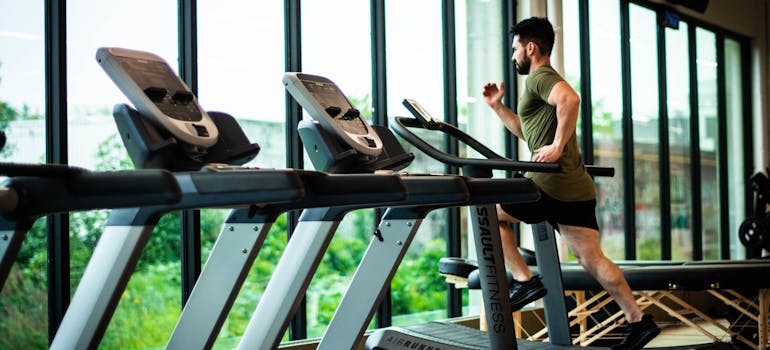 a man running on the treadmill