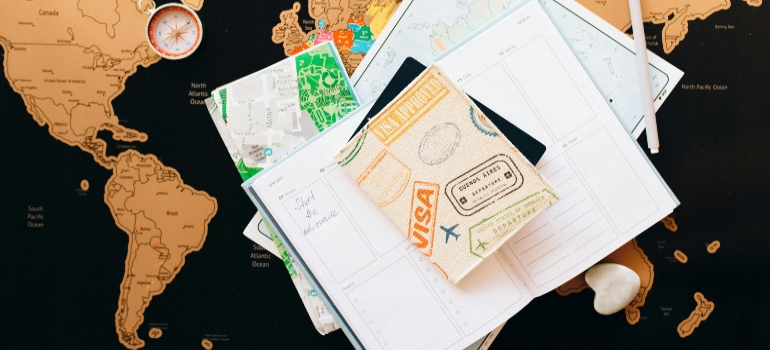 Passport on Top of a Planner