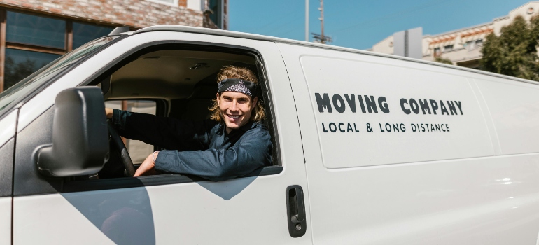 Moving company van.