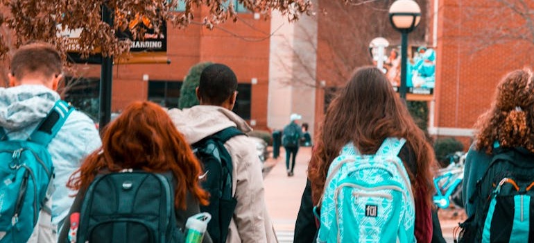 Kids going to class