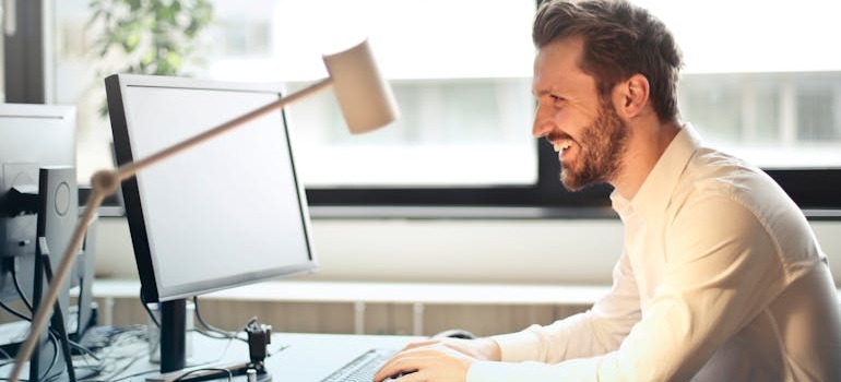 A man working in an office