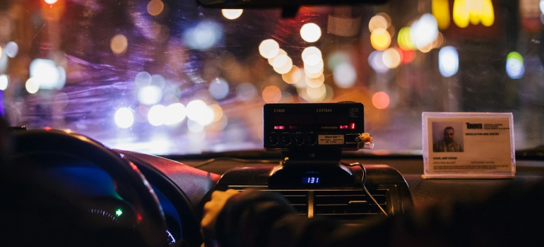 Picture of a person driving a car