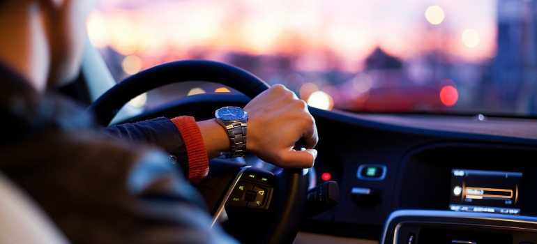 a person driving a car