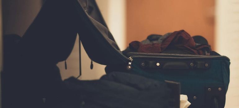 A suitcase in the dark