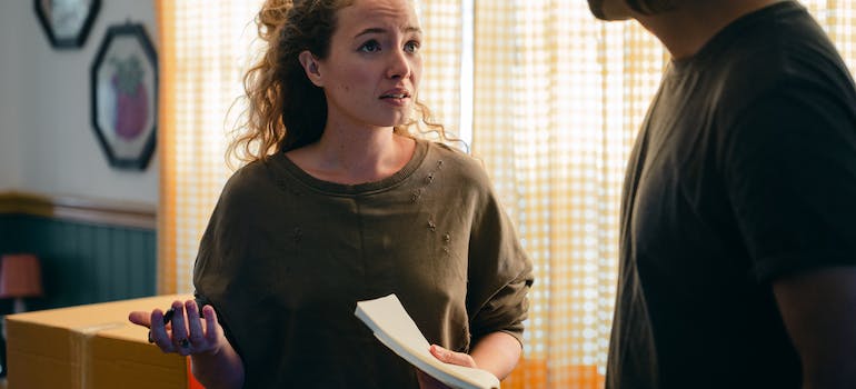 Couple discussing moving preparations