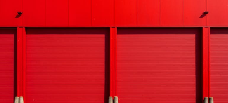 red doors of a storage unit