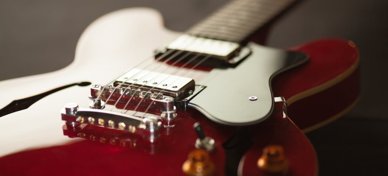 A red electric guitar