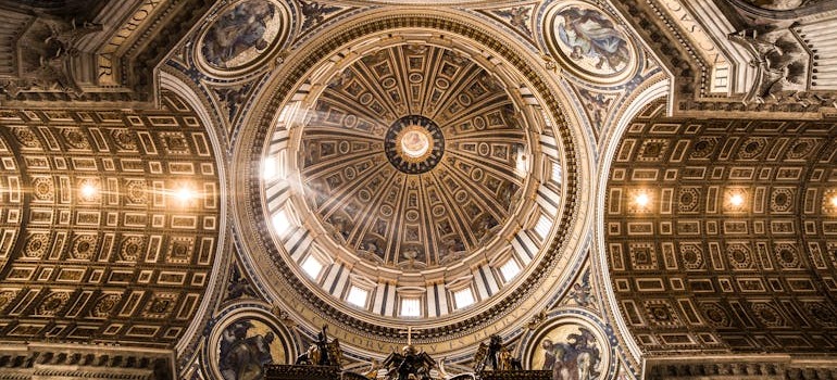 The ceiling of a basilica