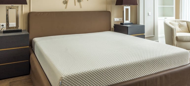 A bed inside a room