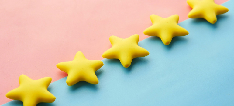 5 stars on a colorful surface