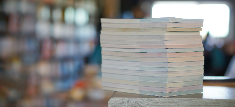 Books on a table