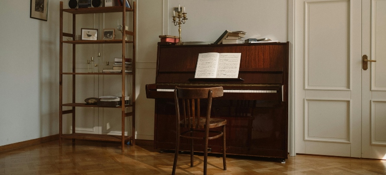 Upright piano, the easiest type of piano to move due to its compact size