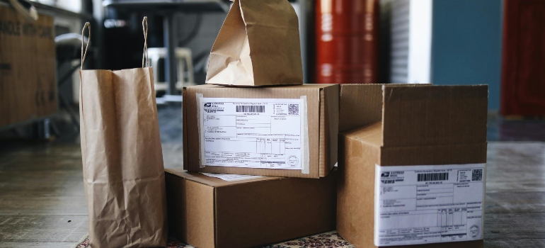 packed boxes arranged on the floor