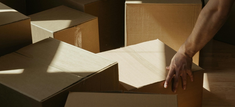 boxes arranged on the floor