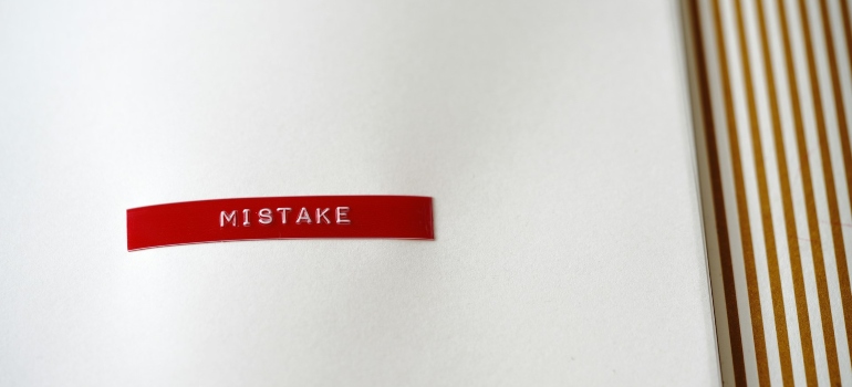 Red label on a paper