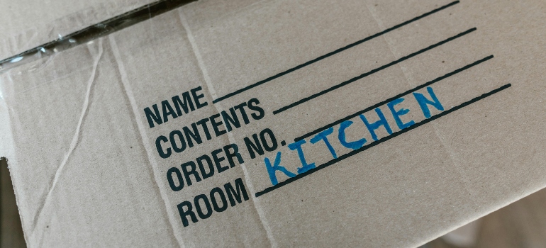 Labeled moving box prepared for a move from Scarborough to Thornhill
