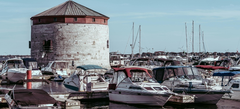 Shoal Tower and Boats in Harbour, Kingston, Ontario, Canada